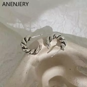 ANENJERY серьги-гвоздики для женщин простой дизайн геометрический серебряный цвет вечерние подарочные украшения серебряный