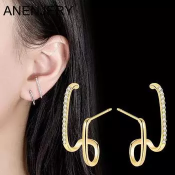 ANENJERY серьги-гвоздики с геометрической неровностью и цирконием для женщин, женские нишевые креативные серьги для женщин, ювелирные изделия, подарки