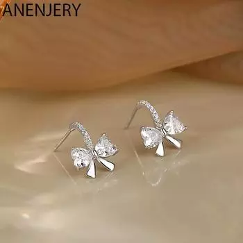 ANENJERY серьги-гвоздики с микро-цирконом и бабочкой-бабочкой для женщин, нежный темперамент, корейские модные украшения серебряный