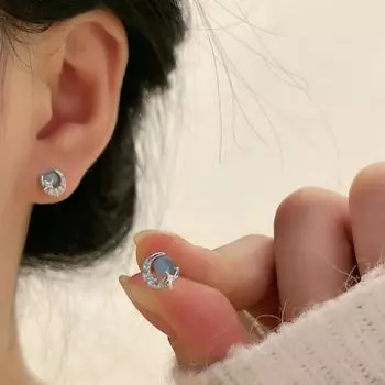 ANENJERY серьги-гвоздики Starmoom с синим опалом для женщин, универсальные блестящие серьги с цирконом, вечерние, банкетные украшения синий