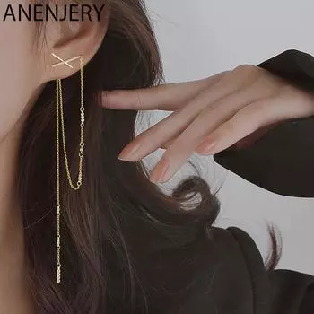 ANENJERY серьги-капли с кисточками для женщин, длинные серьги-цепочки с фианитами, ювелирные изделия 2022