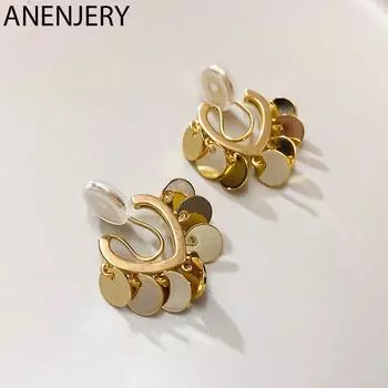 ANENJERY серьги-клипсы с кисточками и сердечками для женщин, изысканные вечерние ювелирные изделия, подарок