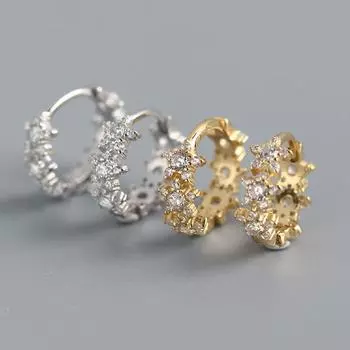 ANENJERY серьги-кольца с цирконием сливы для женщин, геометрические темпераментные роскошные серьги со звездами, повседневные вечерние украшения серебряный