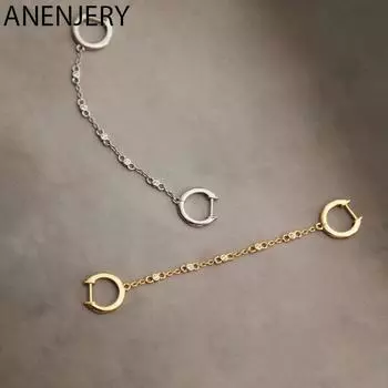 ANENJERY серьги-кольца с двойным пирсингом и цирконием, женские 1 шт., простые украшения для ушей