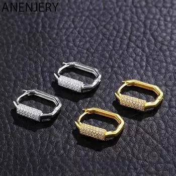 ANENJERY серьги-кольца с геометрическим цирконом, простые роскошные серьги ручной работы, дропшиппинг