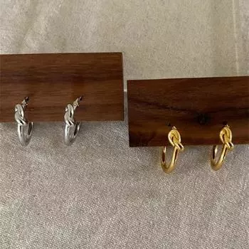 ANENJERY Серьги-кольца с геометрическим узлом для женщин, легкие, роскошные, простые, универсальные, нишевые, новые тенденции, изысканные серьги, ювелирные подарки белый