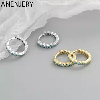 ANENJERY серьги-кольца с микро цирконием в горошек для женщин, простые популярные ювелирные изделия ручной работы золотистый