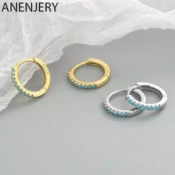 ANENJERY серьги-кольца с микроцирконом для женщин, винтажные очаровательные простые студенческие украшения, подарок другу золотистый