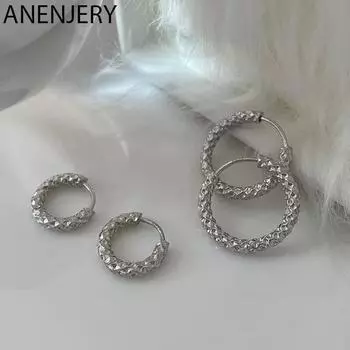 ANENJERY серьги-кольца с необычной текстурой для женщин, французские креативные серьги золотого и серебряного цвета, ювелирные изделия, оптовая продажа