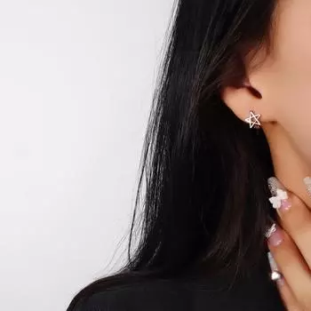 ANENJERY Серьги-кольца с полыми звездами для женщин, летние, премиум-класса, модные, популярные, новые серьги белый