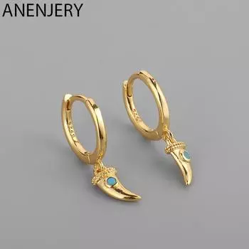 ANENJERY серьги-кольца с рогами для женщин и мужчин, золотые маленькие серьги-кольца Huggie, подарки серебряный