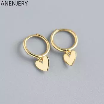 ANENJERY серьги-кольца с сердечками для женщин, гладкие французские серьги золотого и серебряного цвета, ювелирные изделия, новинка 2022 года