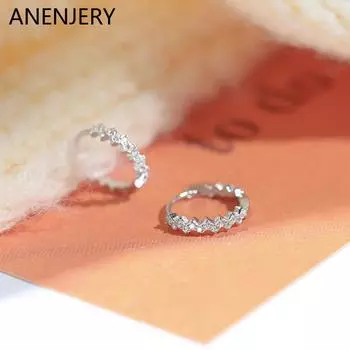 ANENJERY серьги-кольца волнистой формы с цирконием для женщин, уникальный изысканный дизайн, золотистый, серебряный цвет, маленькие Huggies, ювелирные изделия, подарок серебряный