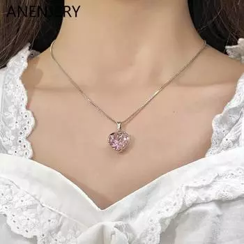 ANENJERY сердце CZ женские ожерелья с подвеской простые универсальные женские вечерние подарки повседневная одежда эффектные ювелирные изделия оптом