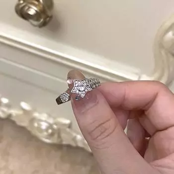 ANENJERY Серебряное сверкающее кольцо «Падающая звезда» в женском стиле, универсальное ретро-кольцо со сладостями, ювелирный подарок белый