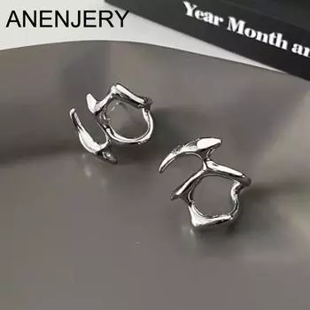 ANENJERY серебряные цветные нестандартные металлические серьги-гвоздики для женщин, уникальные нишевые украшения в стиле хип-хоп для девочек, вечерние ювелирные аксессуары