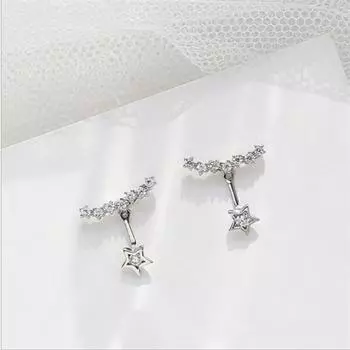 ANENJERY Серебряные серьги-гвоздики с микро-паве из циркония в форме звезды для женщин, модный подарок на вечеринку, дропшиппинг S-E934