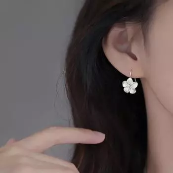 ANENJERY серебряные серьги-капли с матовым цветком для женщин, модные темпераментные индивидуальные ювелирные аксессуары