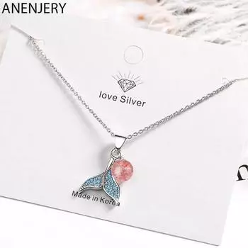 ANENJERY серебряный цвет, подвеска в виде хвоста русалки, ожерелья для женщин, вечерние ювелирные аксессуары, цепочка на ключицы, колье