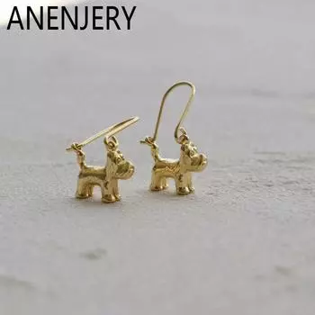 ANENJERY Шнауцер 3D Собака Подвеска Серьги для Женщин Девочек Милые Модные Серьги Милый Дизайн Ins Ювелирные Изделия Подарки Оптовая Вечеринка серебряный