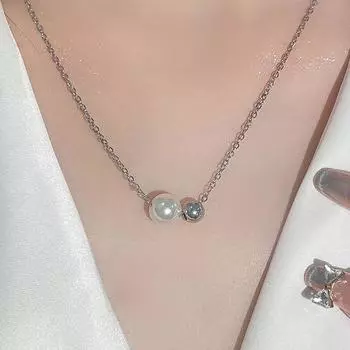 ANENJERY Простое модное геометрическое круглое ожерелье с искусственным жемчугом для женщин, летняя новая универсальная высококачественная цепочка на ключицу серебряный