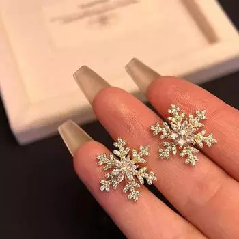 Anenjery Sparkling Zircon Snowflake Earrings Women s Versatile Light Luxury Niche High End Flower New Earrings Jewelry Gifts белый
