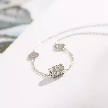 ANENJERY сверкающее циркониевое ожерелье с кулоном в форме цилиндра для женщин темперамент популярное ожерелье Chian Clavicle ювелирные изделия