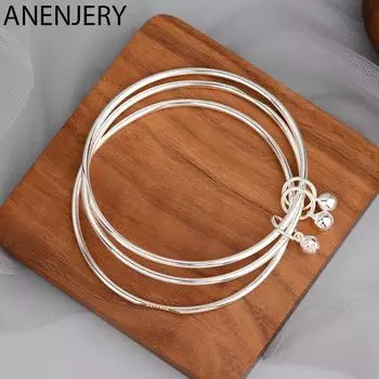 ANENJERY трехслойный браслет-колокольчик, браслеты для женщин и мужчин, простой темперамент, популярные корейские ювелирные изделия серебряный