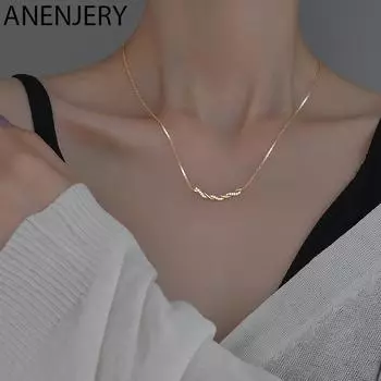 ANENJERY витое ожерелье для женщин блестящая цепочка с цирконием на ключице ожерелья для вечеринок ювелирные изделия