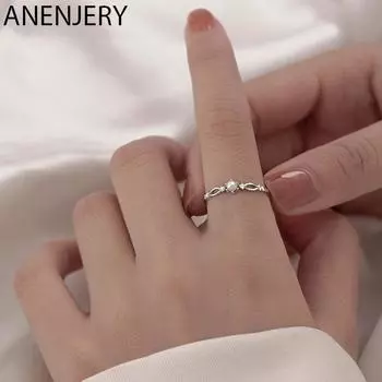 ANENJERY Жемчуг Циркон Крест Кольца Женское Изысканное Тонкое Регулируемое Кольцо Оптовая Продажа белый