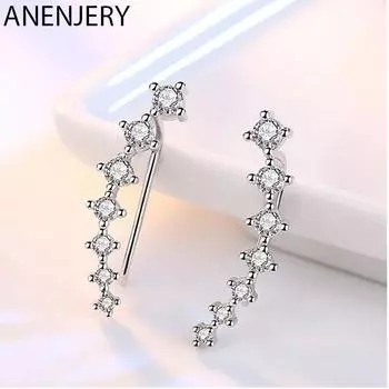 ANENJERY женские модные украшения четыре когтя семь звезд циркон серьги-клипсы для женщин уха манжеты букле d oreille femme S-E243 серебряный