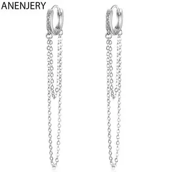 ANENJERY женские модные украшения сверкающая мозаика кубический циркон кисточка-цепочка серьги-кольца украшения для ушей для женщин подарки золотистый