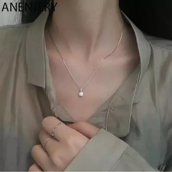 ANENJERY женское модное ювелирное изделие с геометрическим принтом и цирконием, ожерелье для женщин, простая цепочка на ключицу, подарки S-N754