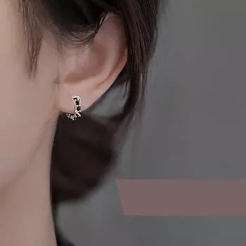 ANENJERY Серьги-кольца с геометрическим узором из циркония для женщин, модные, универсальные, высококачественные, персонализированные, классические, ювелирные изделия, подарок белый