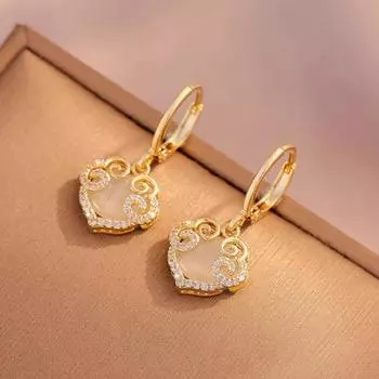 Anenjery Zircon Lucky Cloud Lock Hoop Earrings For Women Elegant High-end Versatile Niche Design Earrings Jewelry Gifts белый