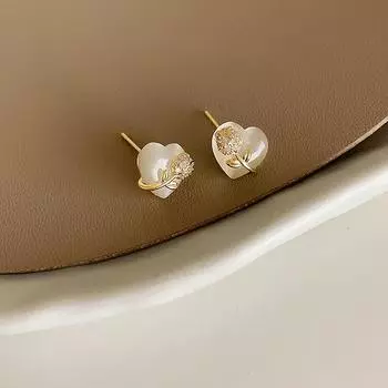 ANENJERY Серьги из искусственного жемчуга с цветком тюльпана из циркона для женщин, изысканные, высококачественные, милые ювелирные аксессуары белый