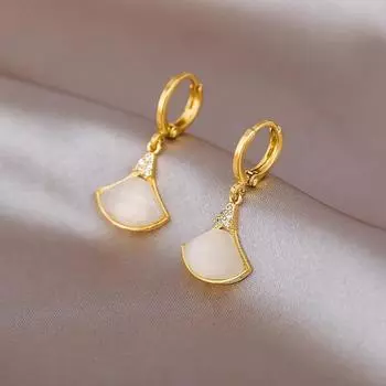 ANENJERY Золотые геометрические серьги-кольца с каплями воды для женщин Niche Temperament Jewelry Gift бежевый