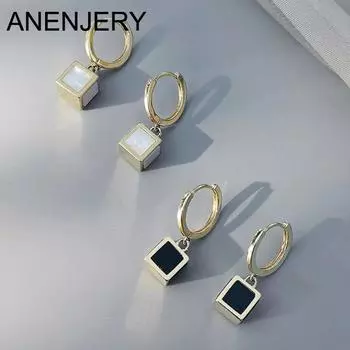 ANENJERY золотые квадратные серьги-кольца для женщин, темпераментные геометрические украшения Huggies