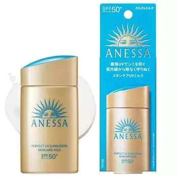 ANESSA Perfect UV Skin Care Milk NA 60 мл Солнцезащитное средство для основы под макияж Водостойкое SPF50+ PA++++ для лица/тела чистый
