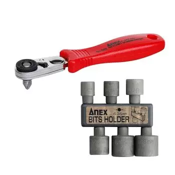 ANEX Ratchet Driver Compact Bit 52 Straight Type Socket Set of 7 No.525-7S