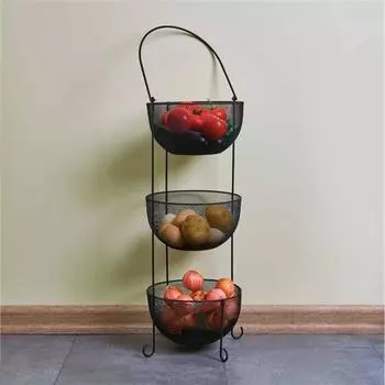 Ang Design Aleyna 3-х уровневая металлическая миска для овощей и фруктов, черная