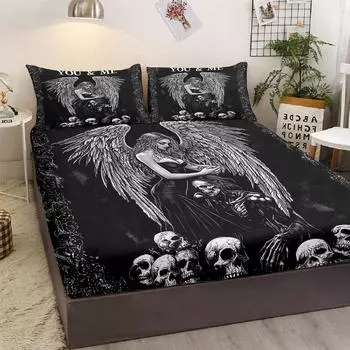 Angel And Demon Three-Piece Bedding Set, With Two Pillowcases, Suitable For Living Room And Bedroom (Culture, Belief) 99cmx199cm
