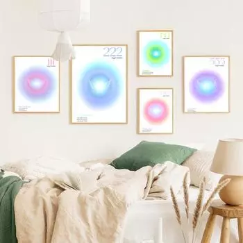 Ангел цифровой градиент Halo Spirit Y2k настенная живопись маслом скандинавский постер и гравюра для гостиной 21cm30cm NoFrame