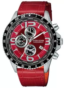 [Angel Clover] Часы Mondo с красным циферблатом из нержавеющей стали, кварцевые, 44 мм, обычная гарантия, MO44SRE-RE, мужские