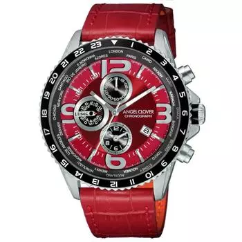 [Angel Clover] Часы Mondo с красным циферблатом из нержавеющей стали, кварцевые, 44 мм, обычная гарантия, MO44SRE-RE, мужские