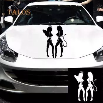 Ангел Дьявол Сексуальная Девушка Забавная Автомобильная Наклейка Наклейка Авто Грузовик Стайлинг Украшения Декор Значки Автомобильные Товары белый