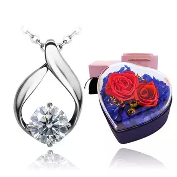Angel Drop Necklace for Rose Preserved Jewelry Gift [Enscene] Women, Flowers, Box, Set,…