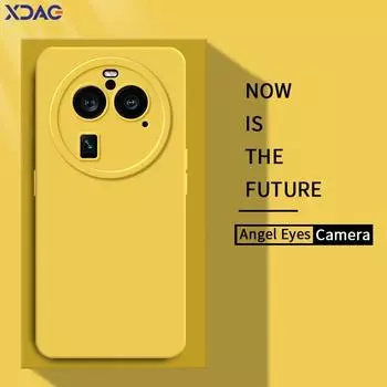 Angel Eyes Square Liquid Silicone Back Cover для OPPO Find X6 Pro 5G Soft Phone Case Fashion Girls 360 Защитная противоударная сумка OPPO Find X6