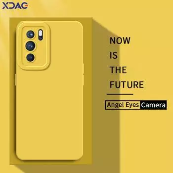 Angel Eyes Square Liquid Silicone Back Cover для OPPO Reno 6 Pro Plus 5G Global Version Phone Case Reno6 6Pro Reno6Pro 360 Funda Reno6 5G