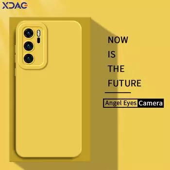 Angel Eyes Square Liquid Silicone Case для Huawei P40 Pro Plus Lite 4G 5G Soft Camera Protective Противоударный чехол P40Pro P40Lite Huawei P40 4G
